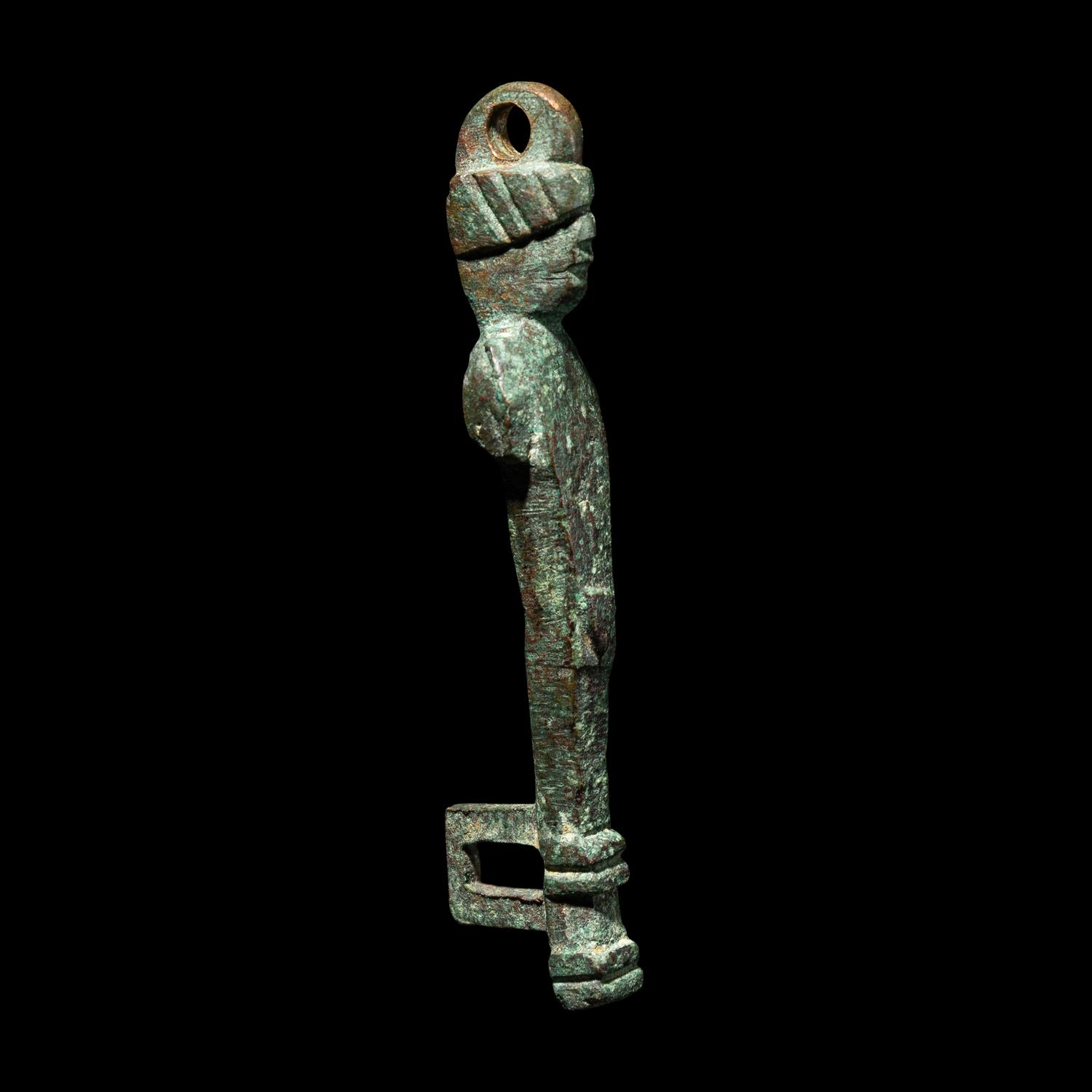 A Roman Bronze Key in the form of a Herm