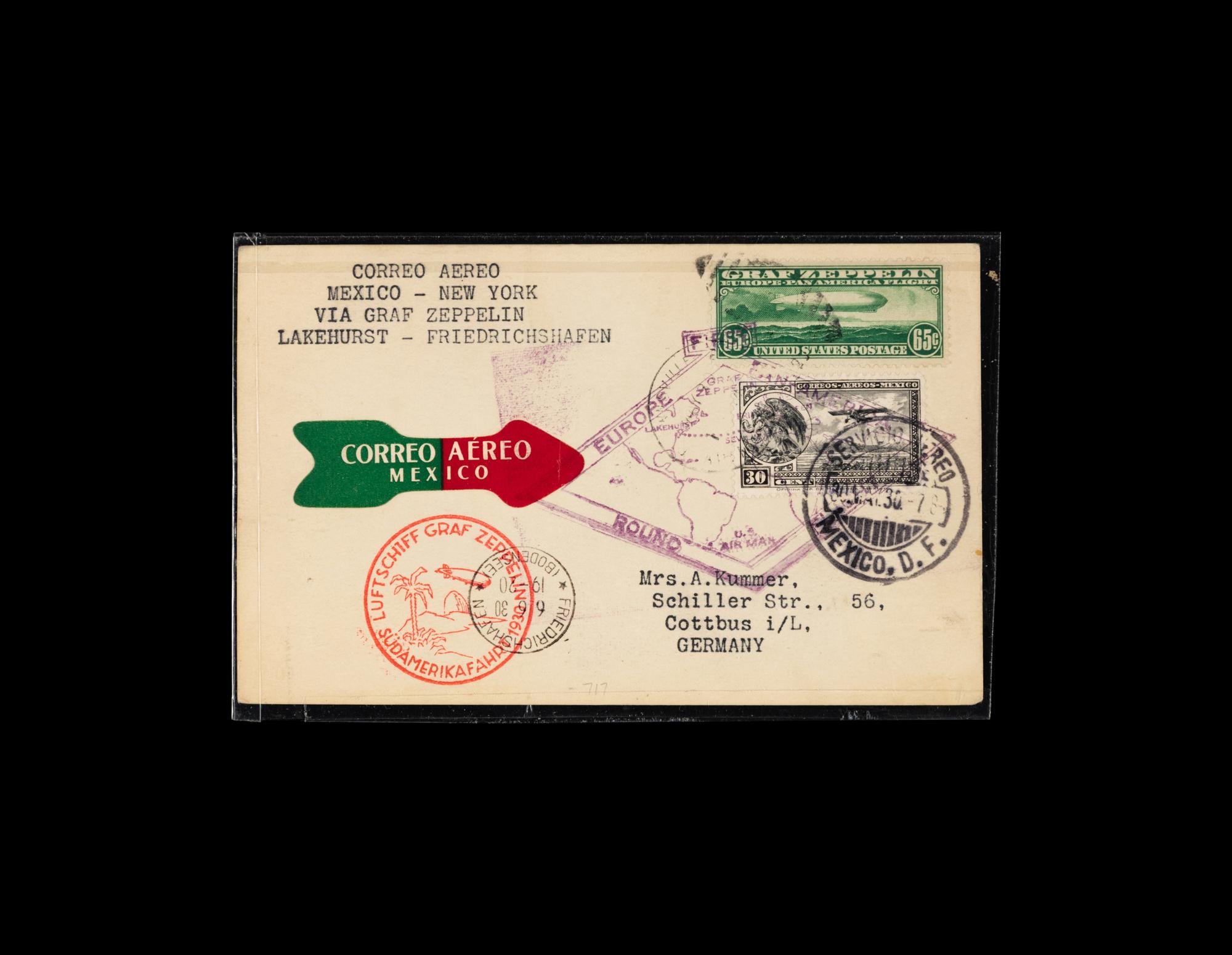 [FLIGHT COVER] 1930, June 2-June 6. Europe Pan-American Round Trip Flight, Mexico to Germany (AAMC Z-111 Var).