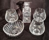 A Set of Glass Articles Height of decanter 11 inches.