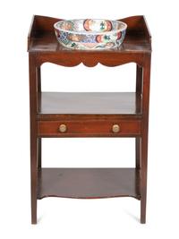 A George III Mahogany Wash Stand with a Japanese Porcelain Bowl