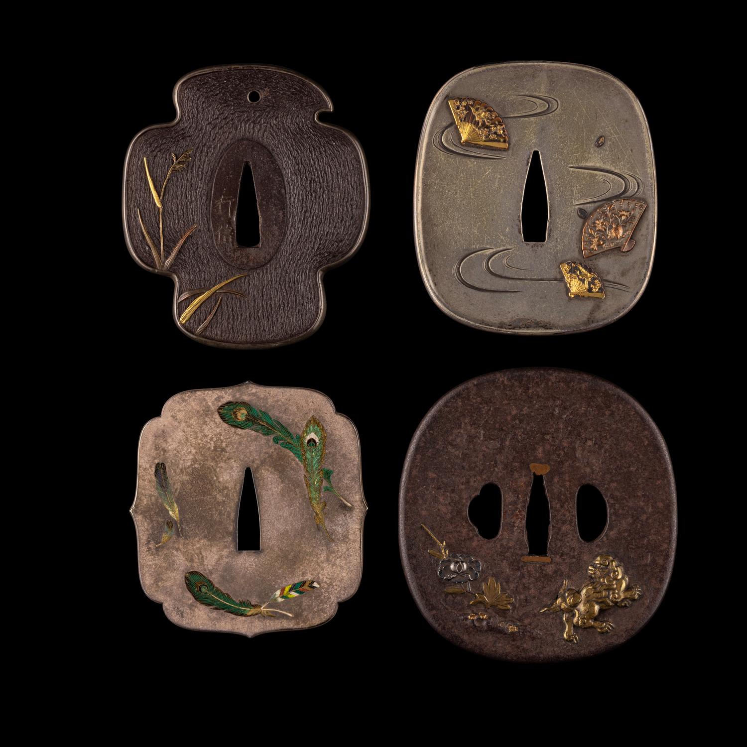 Four Large Japanese Mixed Metal Tsuba