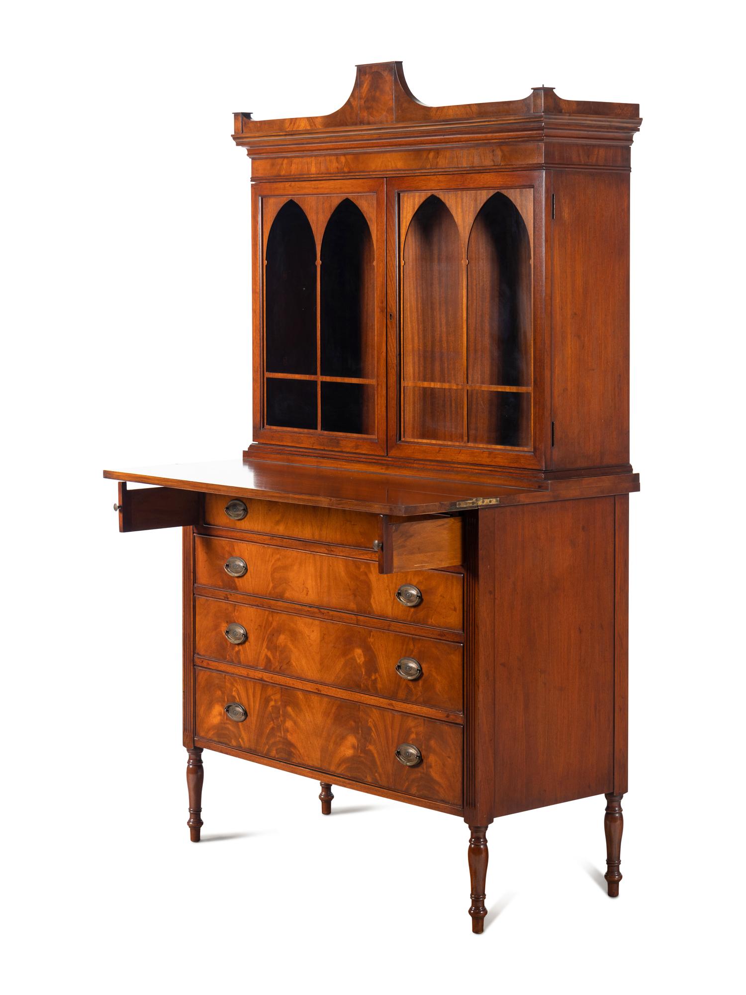 A Federal Style Mahogany Bureau Bookcase