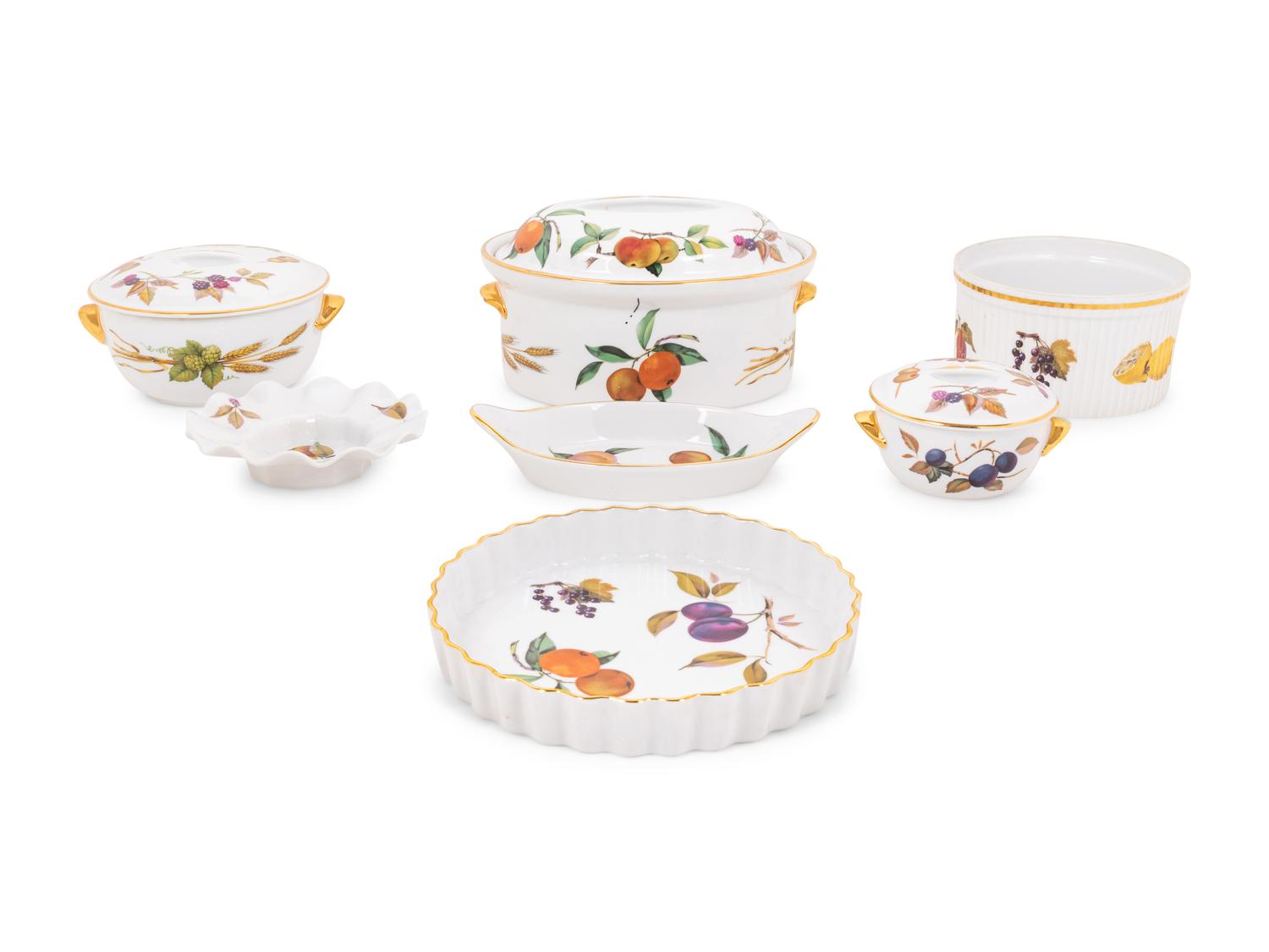 A Group of Royal Worcester Porcelain Evesham Serving Articles