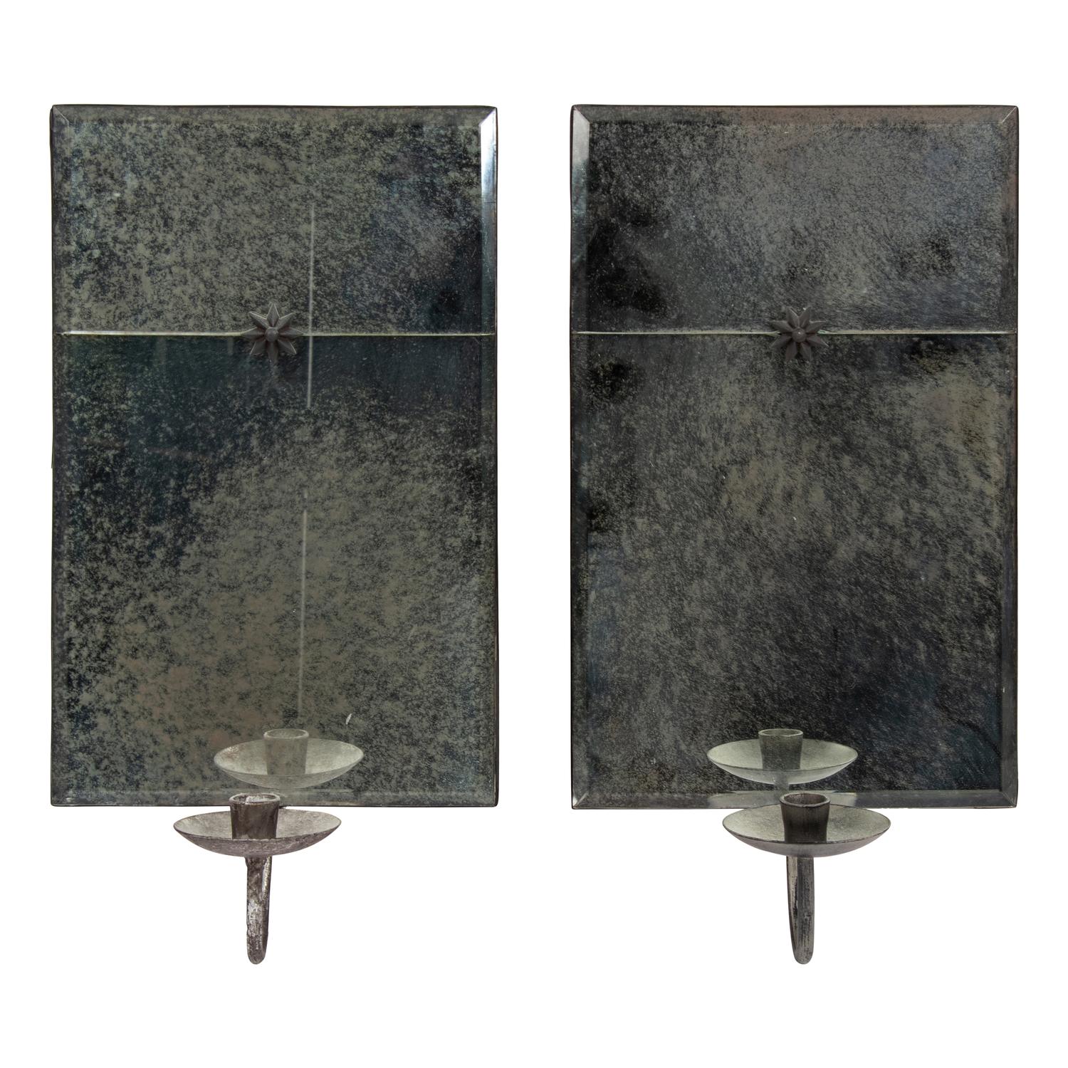 A Pair of Mirrored Single-Light Sconces