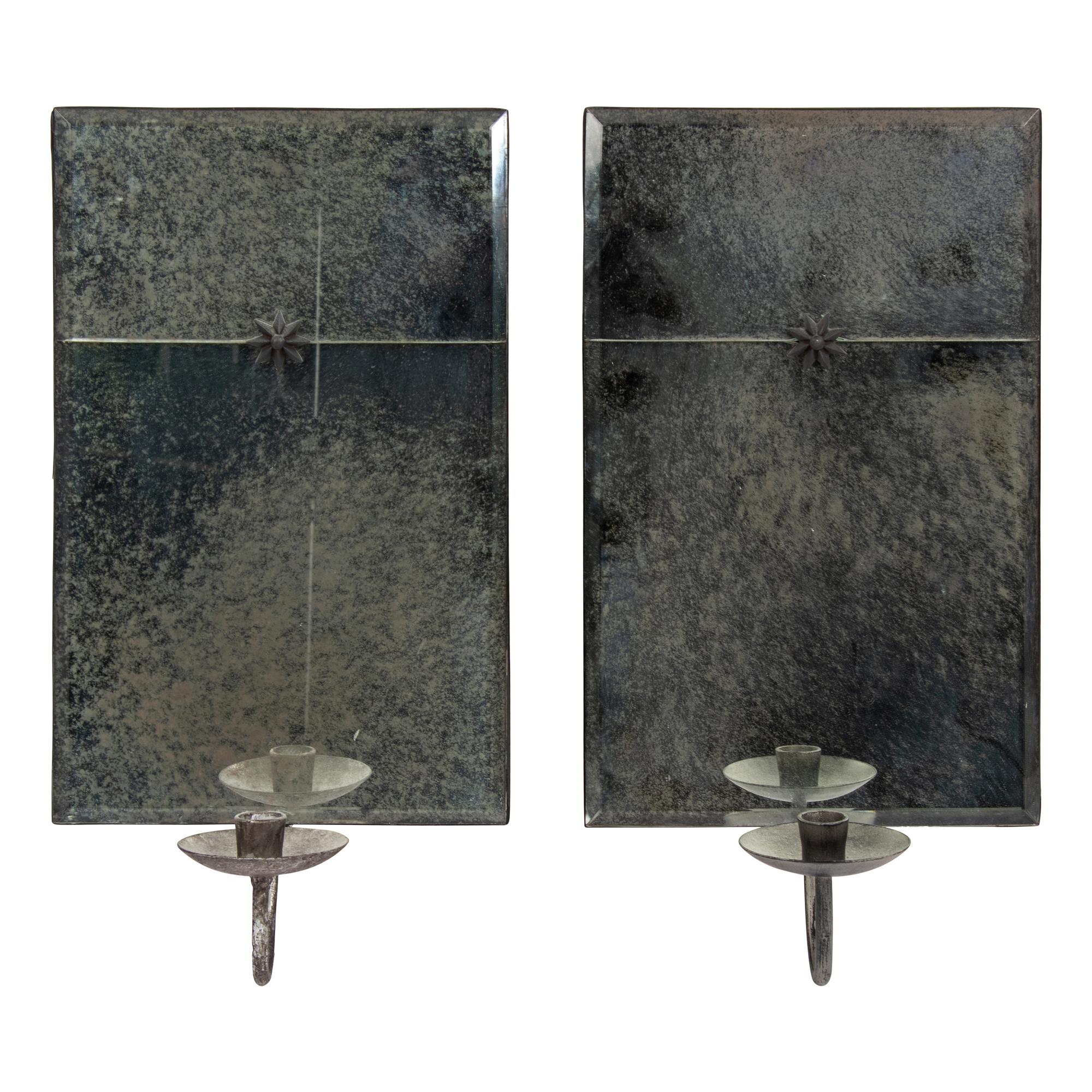 A Pair of Mirrored Single-Light Sconces