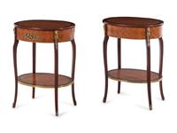 A Pair of Louis XV/XVI Transitional Style Parquetry Side Tables