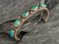 Navajo Ingot and Turquoise Cuff Bracelet
