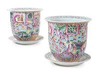 A Pair of Chinese Export Famille Rose Porcelain Jardinières