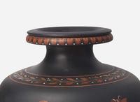 A Wedgwood Encaustic Decorated Black Basalt Handled Vase, UK, circa 1800