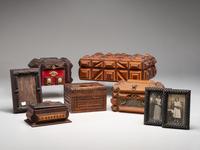 Eight Tramp Art Decorated Articles