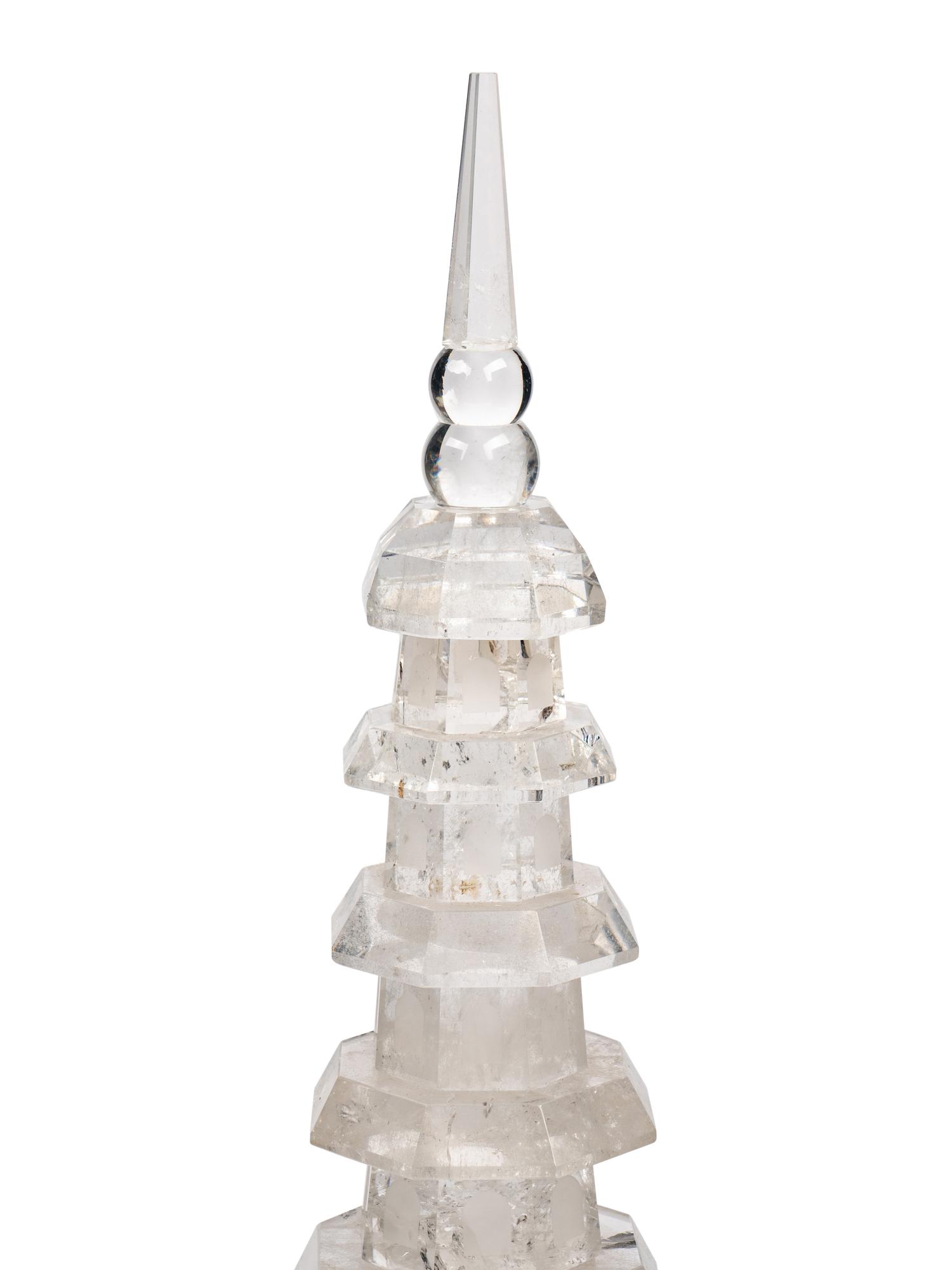 A Pair of Carved Rock Crystal Pagodas
