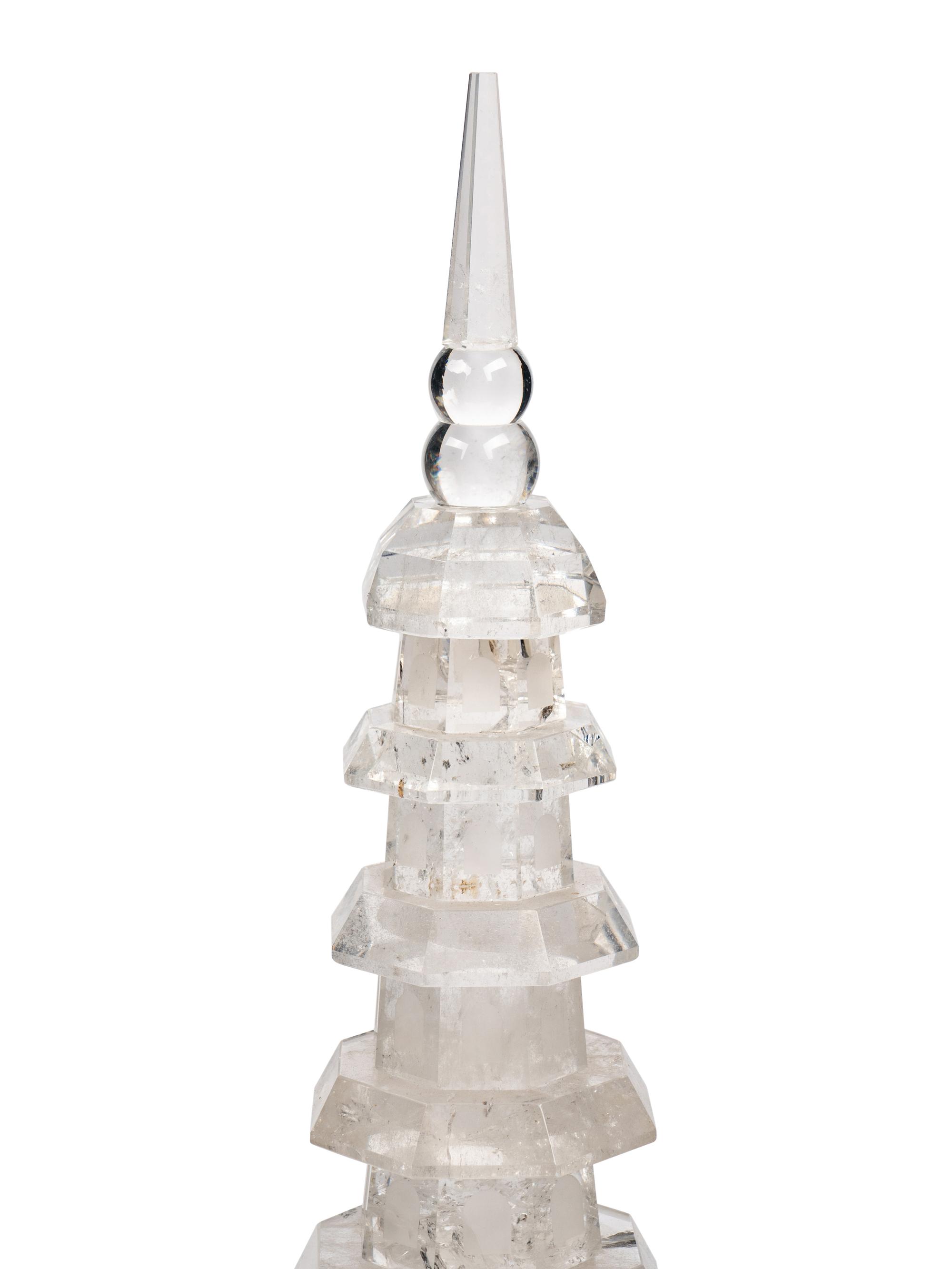 A Pair of Carved Rock Crystal Pagodas