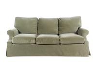 A Green Velvet Upholstered Three-Seat Sofa