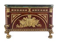 A Louis XVI Style Gilt Metal Mounted Mahogany Commode à Vantaux After the Model by Guillaume Benneman