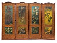 An English Four-Panel Rosewood Framed Floor Screen — 20TH CENTURY