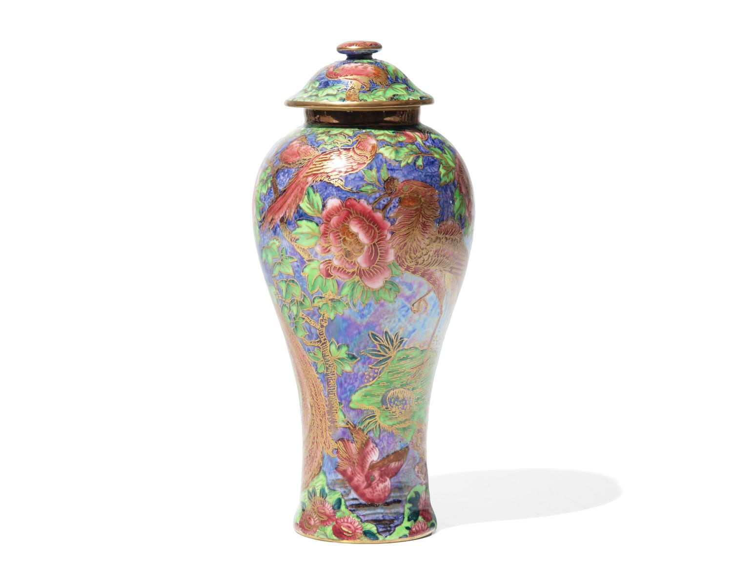 A Wedgwood Lustreware 'Argus Pheasant' Porcelain Vase and Cover
