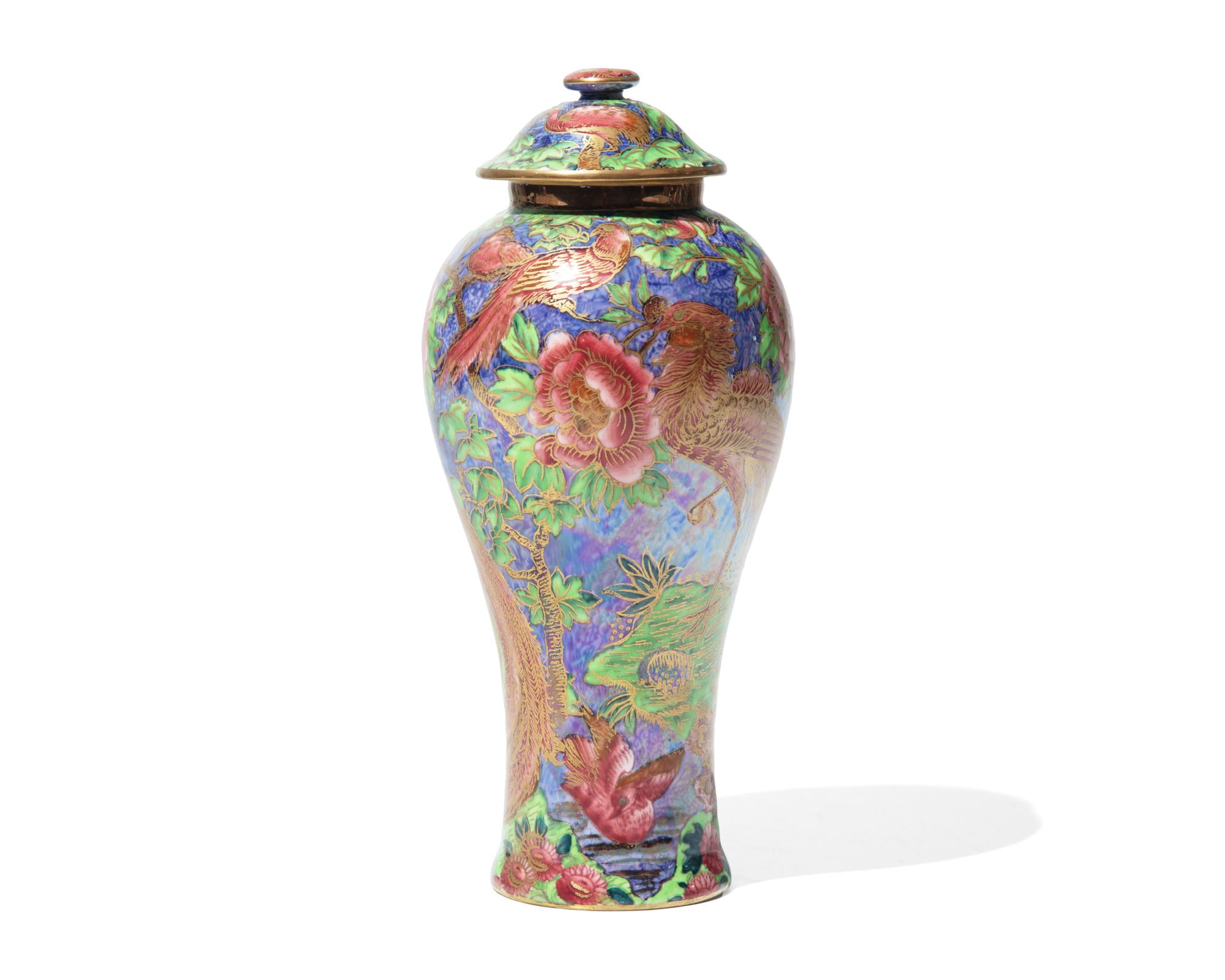 A Wedgwood Lustreware 'Argus Pheasant' Porcelain Vase and Cover