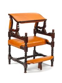 A Continental Leather-Upholstered Prie-Dieu