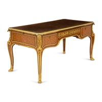A Louis XVI Style Marquetry and Gilt Bronze Mounted Bureau Plat