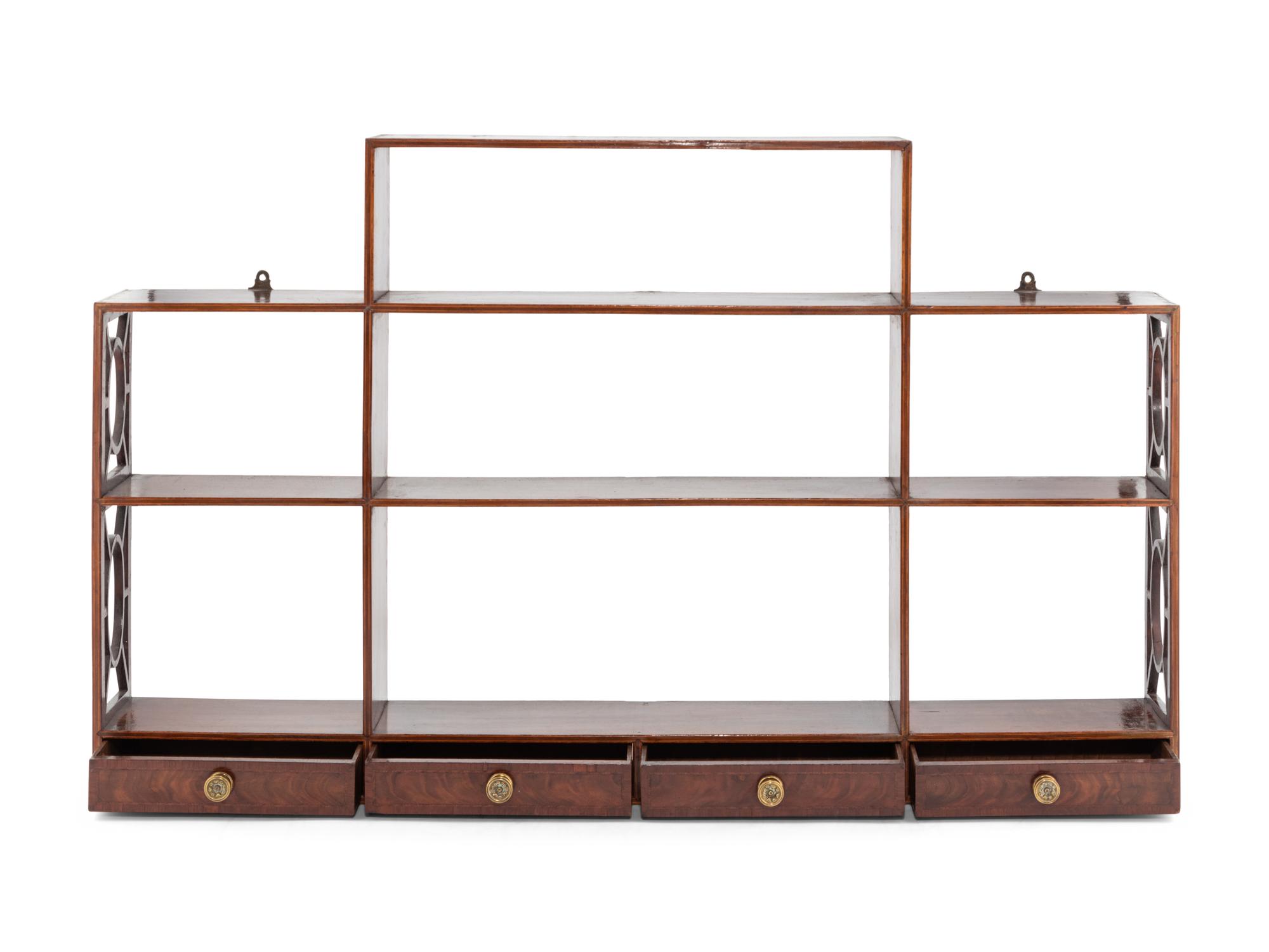 A George III Mahogany and Satinwood Hanging Etagere