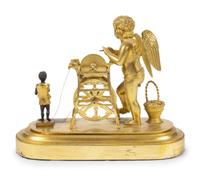A French Gilt Bronze Articulated Figural Group
