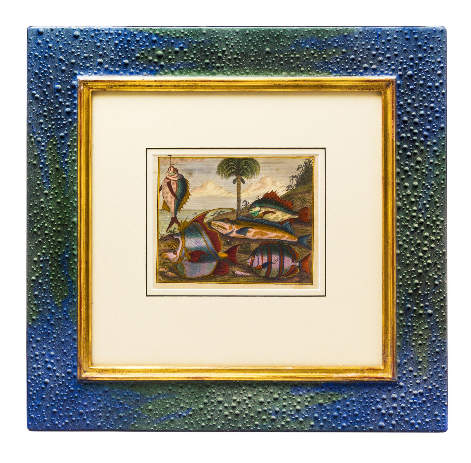 After Dirk Longman, (19th century), Fish in Tropical Landscapes (four works)