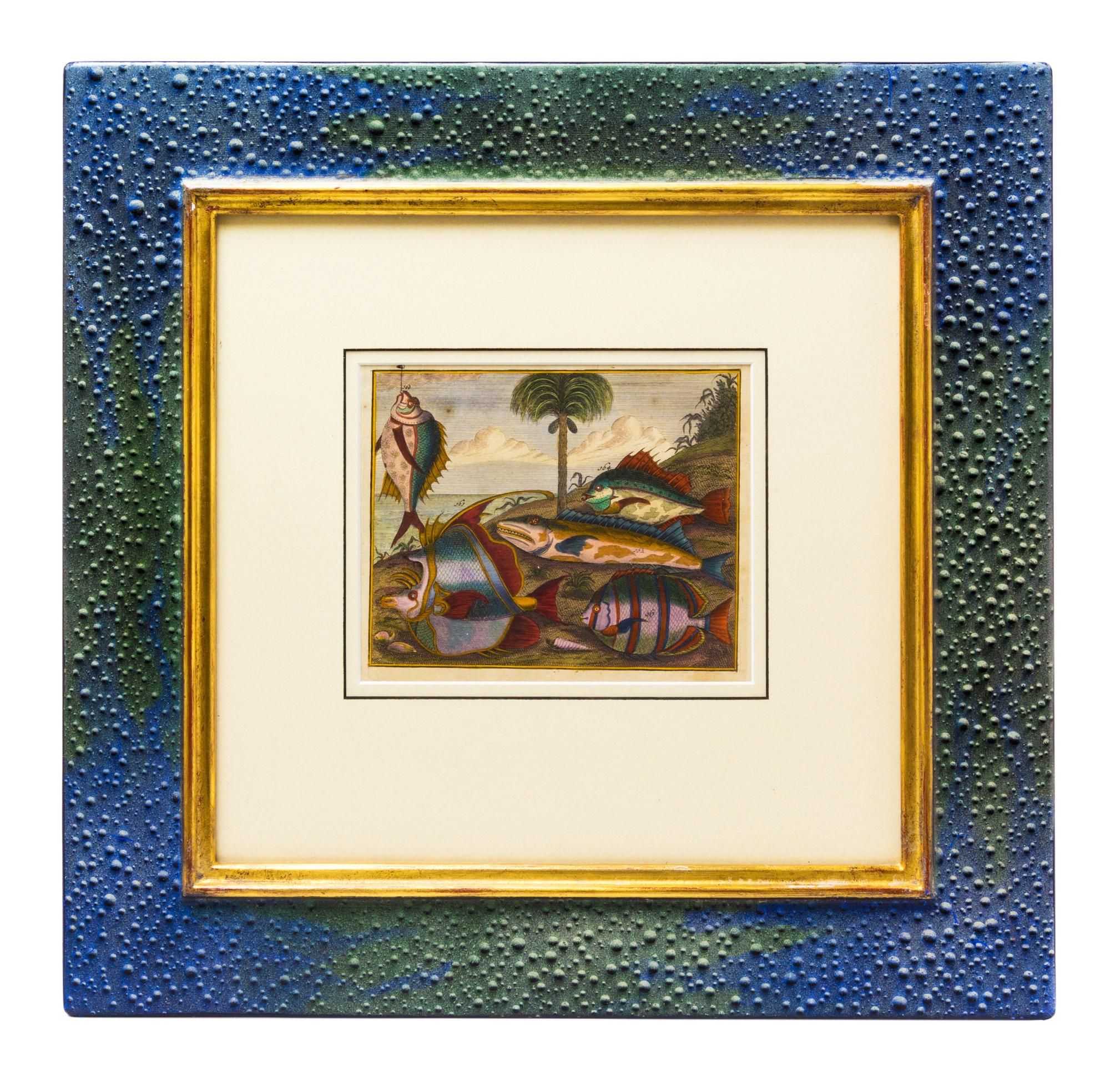 After Dirk Longman, (19th century), Fish in Tropical Landscapes (four works)