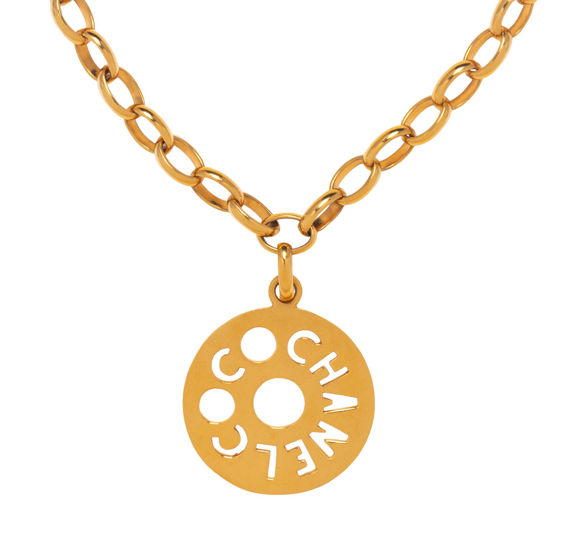 Chanel Gold-Tone Medallion Chain Necklace
