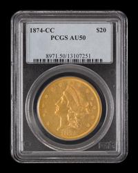 A United States 1874-CC Liberty Head $20 Gold Coin