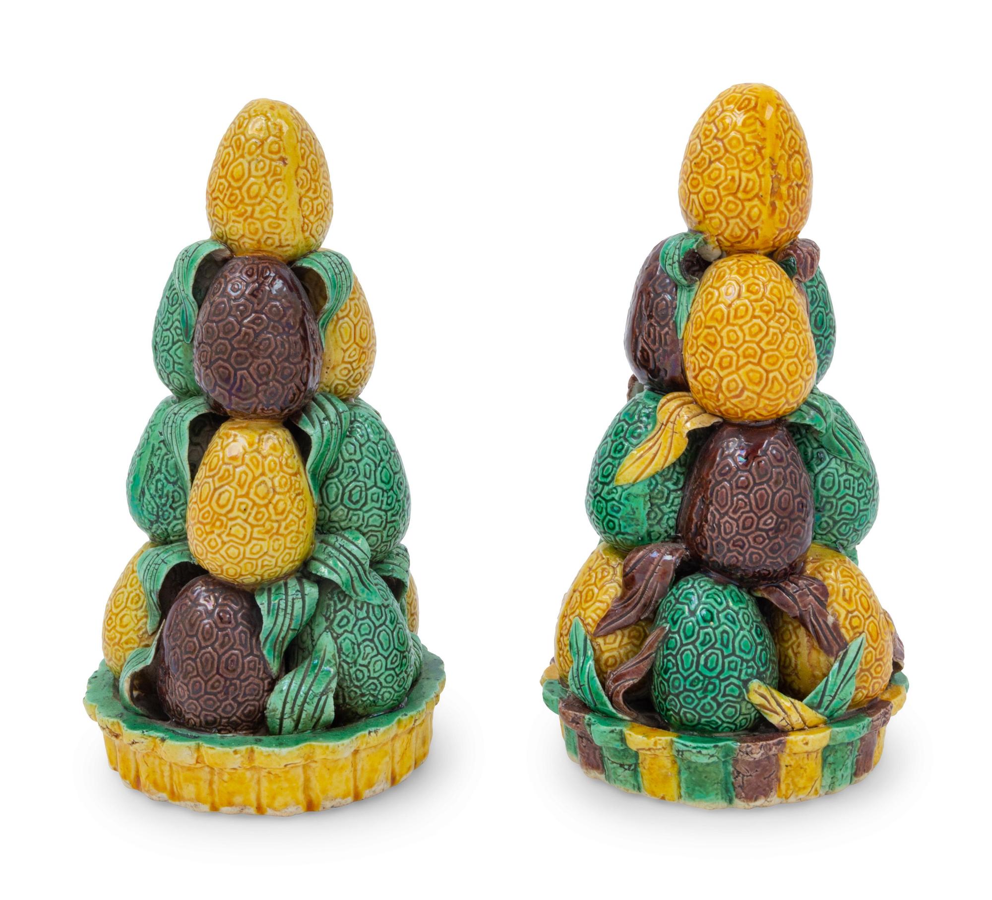 Two Chinese Sancai Glazed Biscuit Models of Fruit