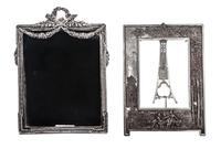 Two Silver-Plate Picture Frames, , both rectangular, one with a wreath, garland and torch-and-quiver crest at the top, the other depict