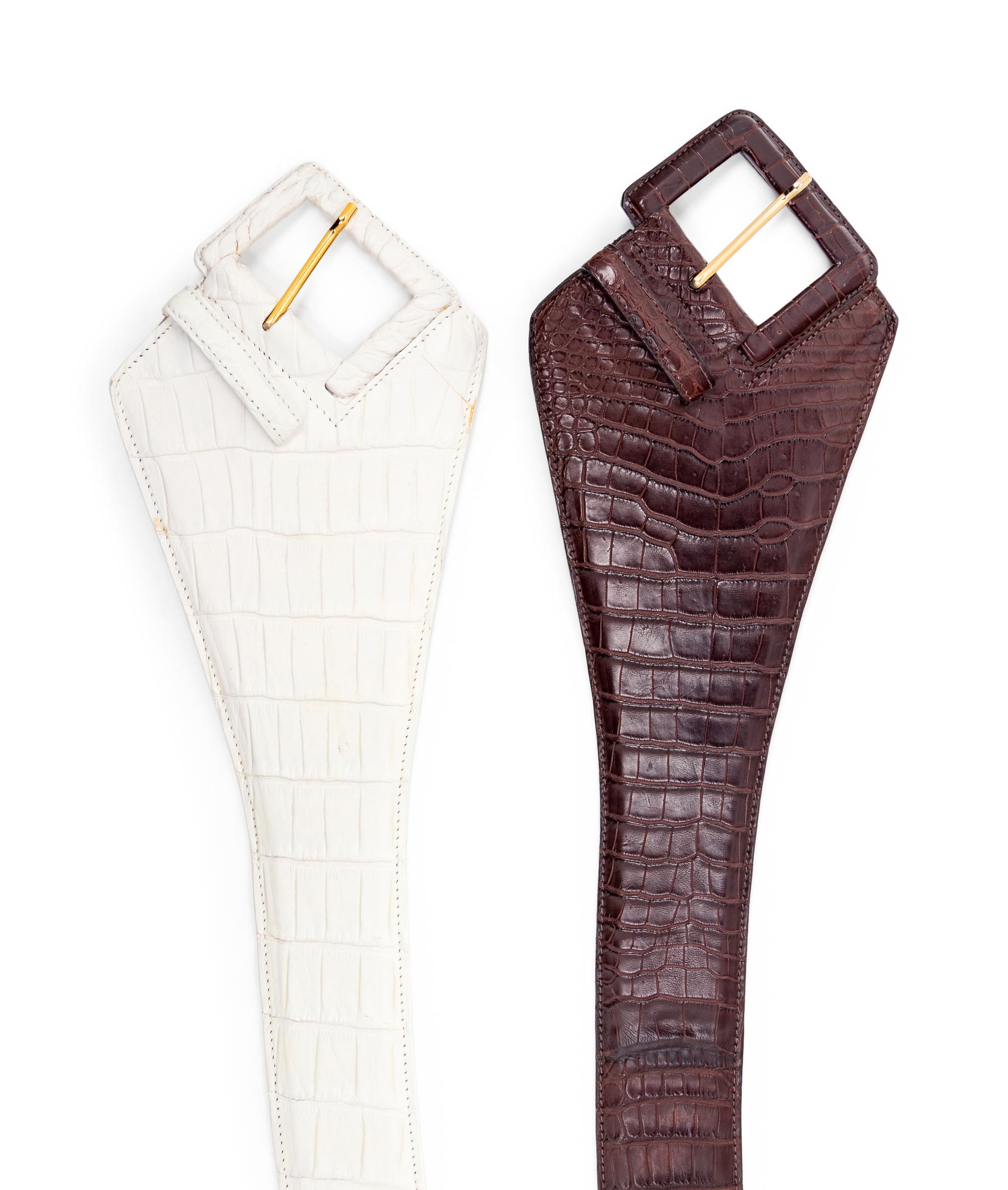 Two Oscar de la Renta Alligator Skin Belts
