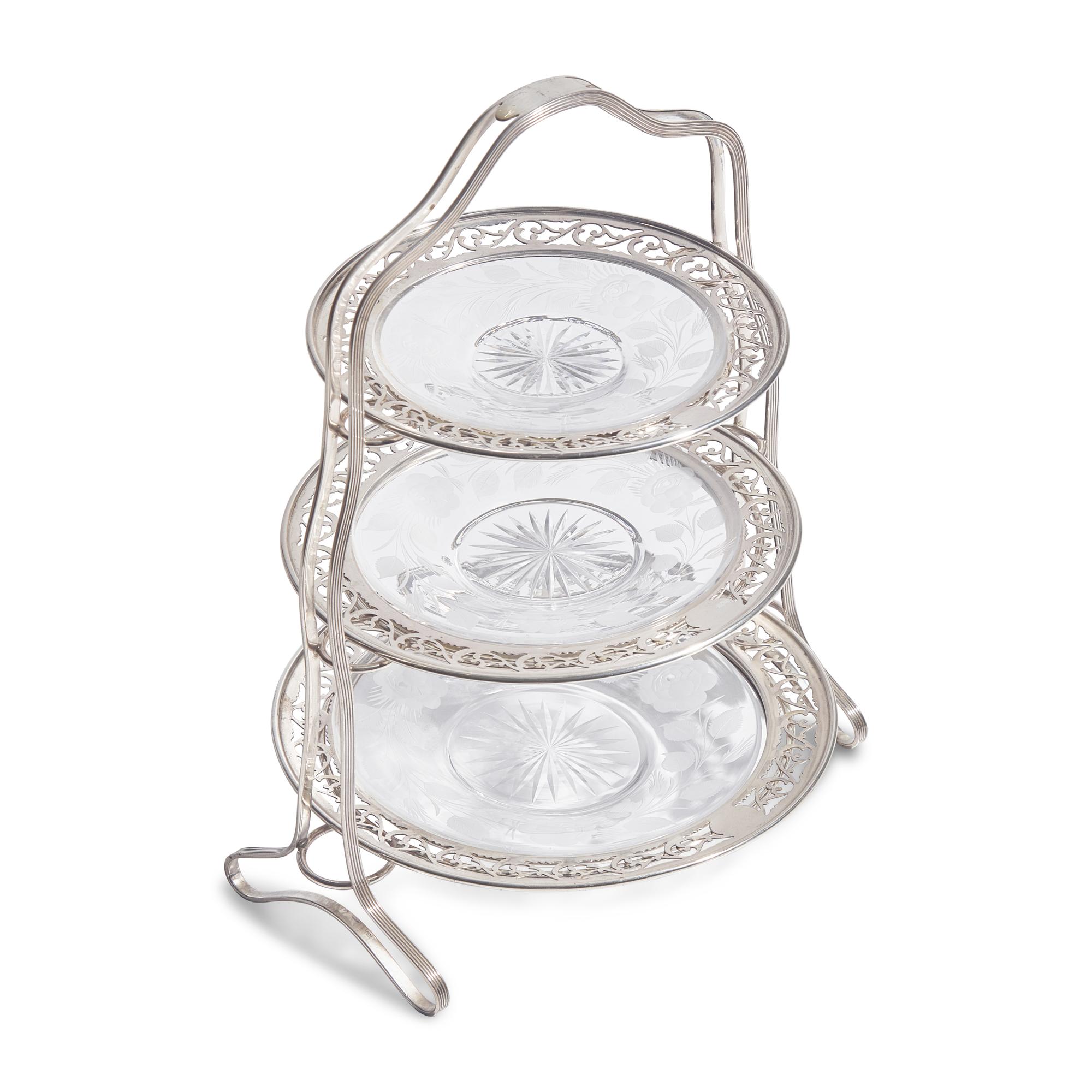 A Tiffany and Co. Silver Three-Tier Dessert Stand