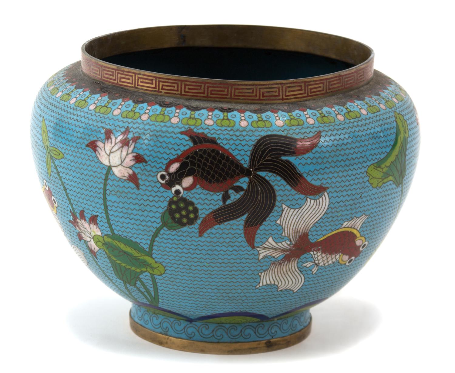 A Chinese Cloissone Bowl Height 9 x diameter 11 1/2 inches.