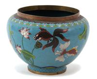 A Chinese Cloissone Bowl Height 9 x diameter 11 1/2 inches.