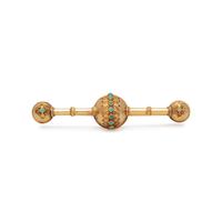 VICTORIAN, GOLD-FILLED AND TURQUOISE BAR BROOCH