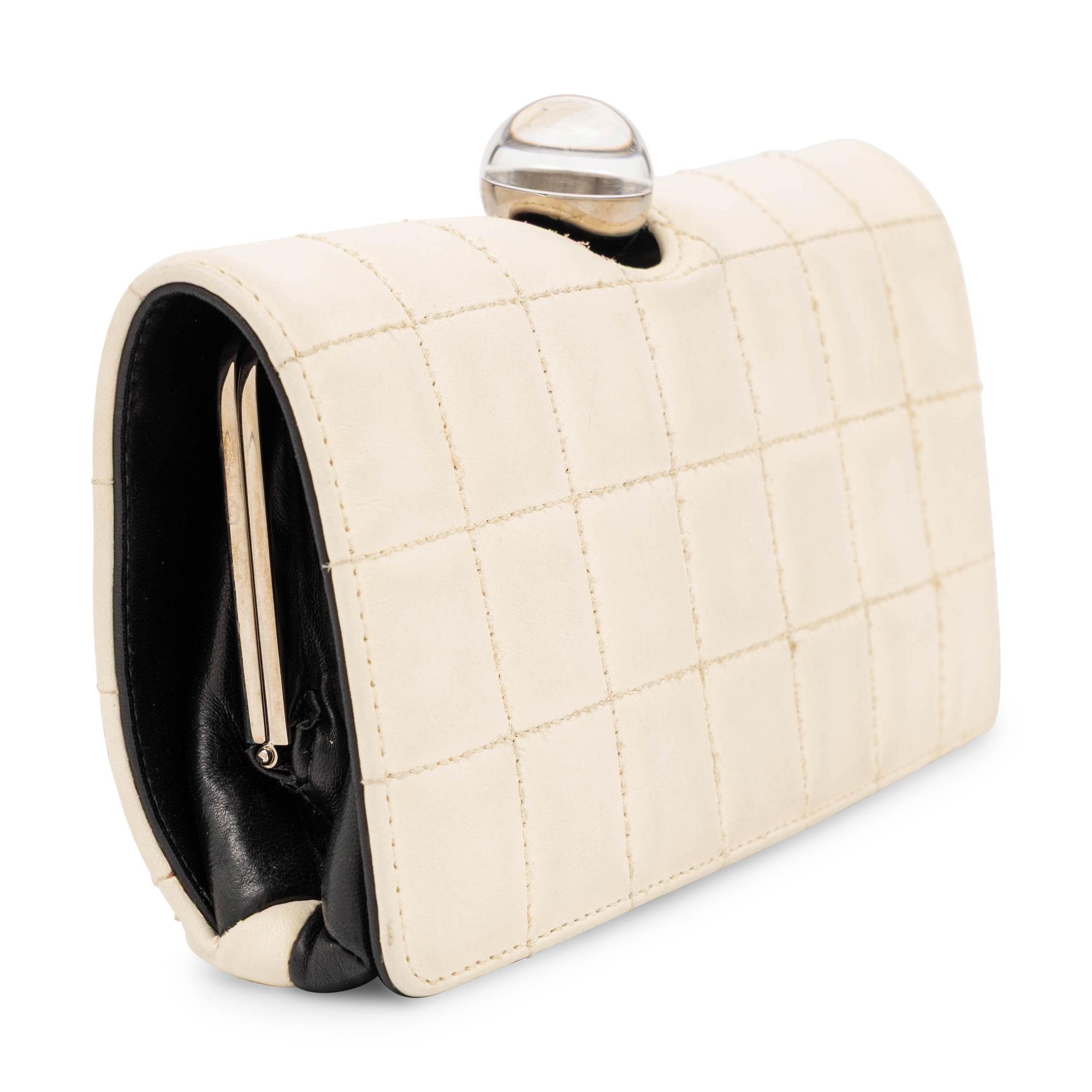 Chanel, Quilted White & Black Leather Clutch