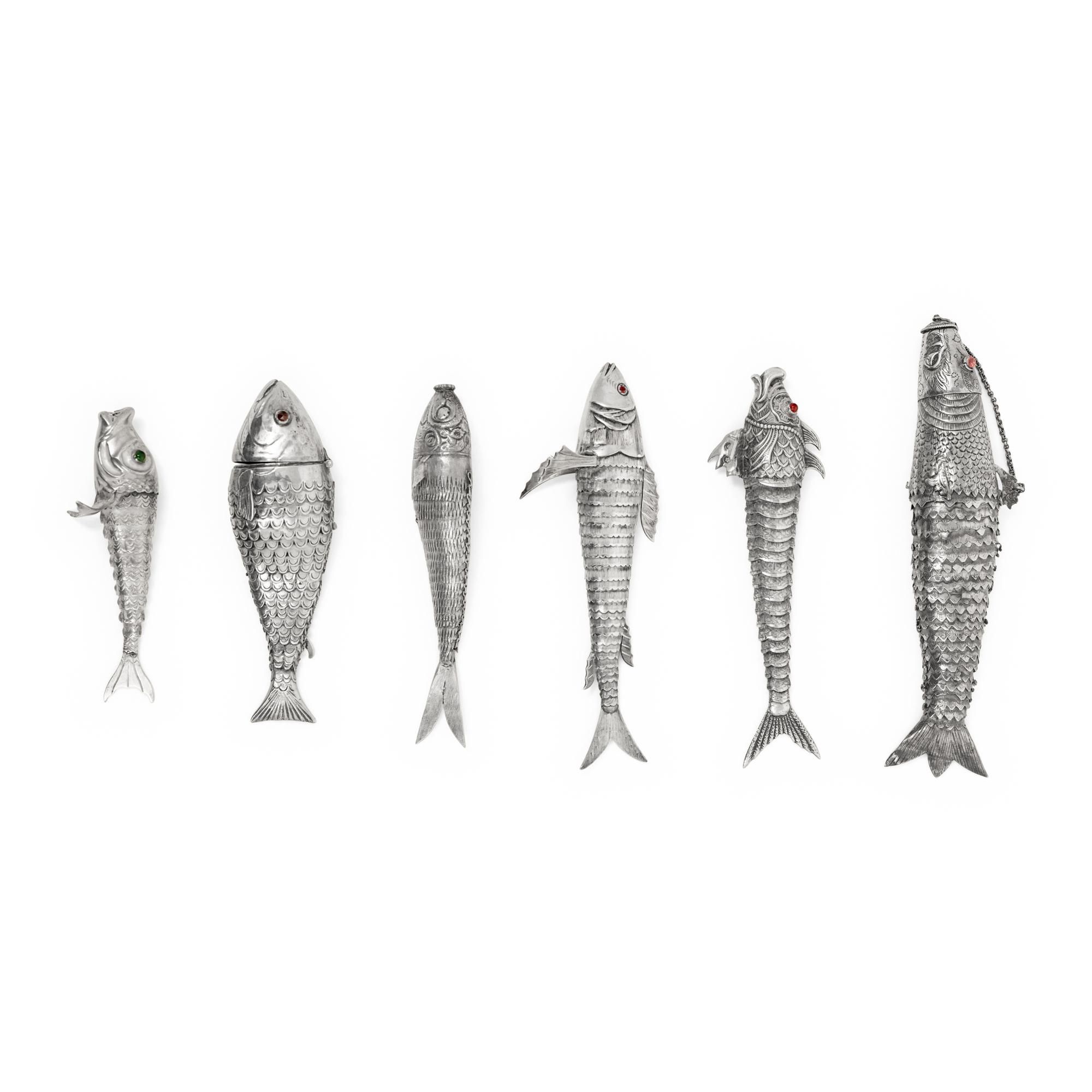 Six Silver Articulated Fish
