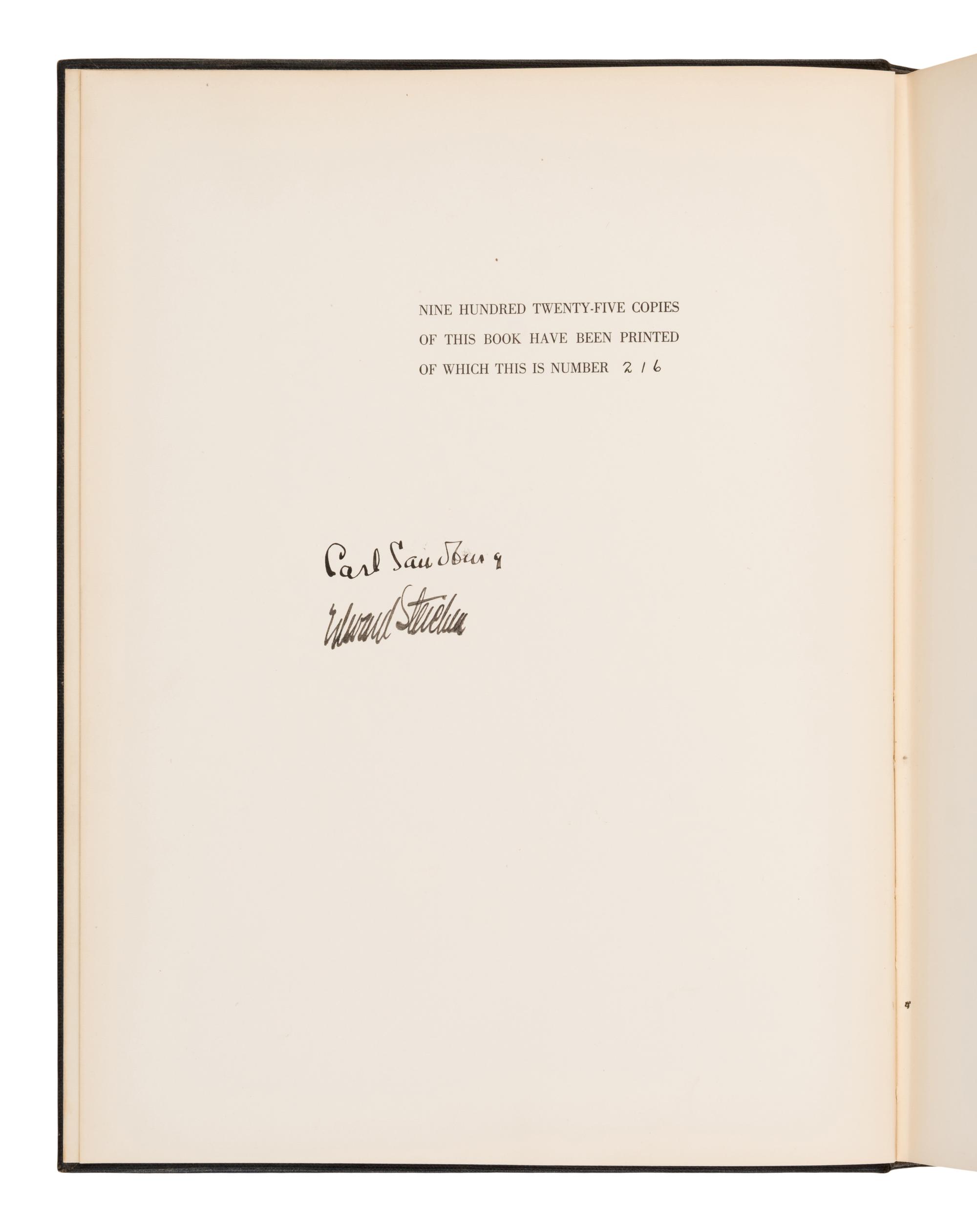 [Photography]. Steichen, Edward (1879-1973). -- Sandburg, Carl (1878-1967). Steichen The Photographer . New York: Harcourt, Brace and Company, 1929.