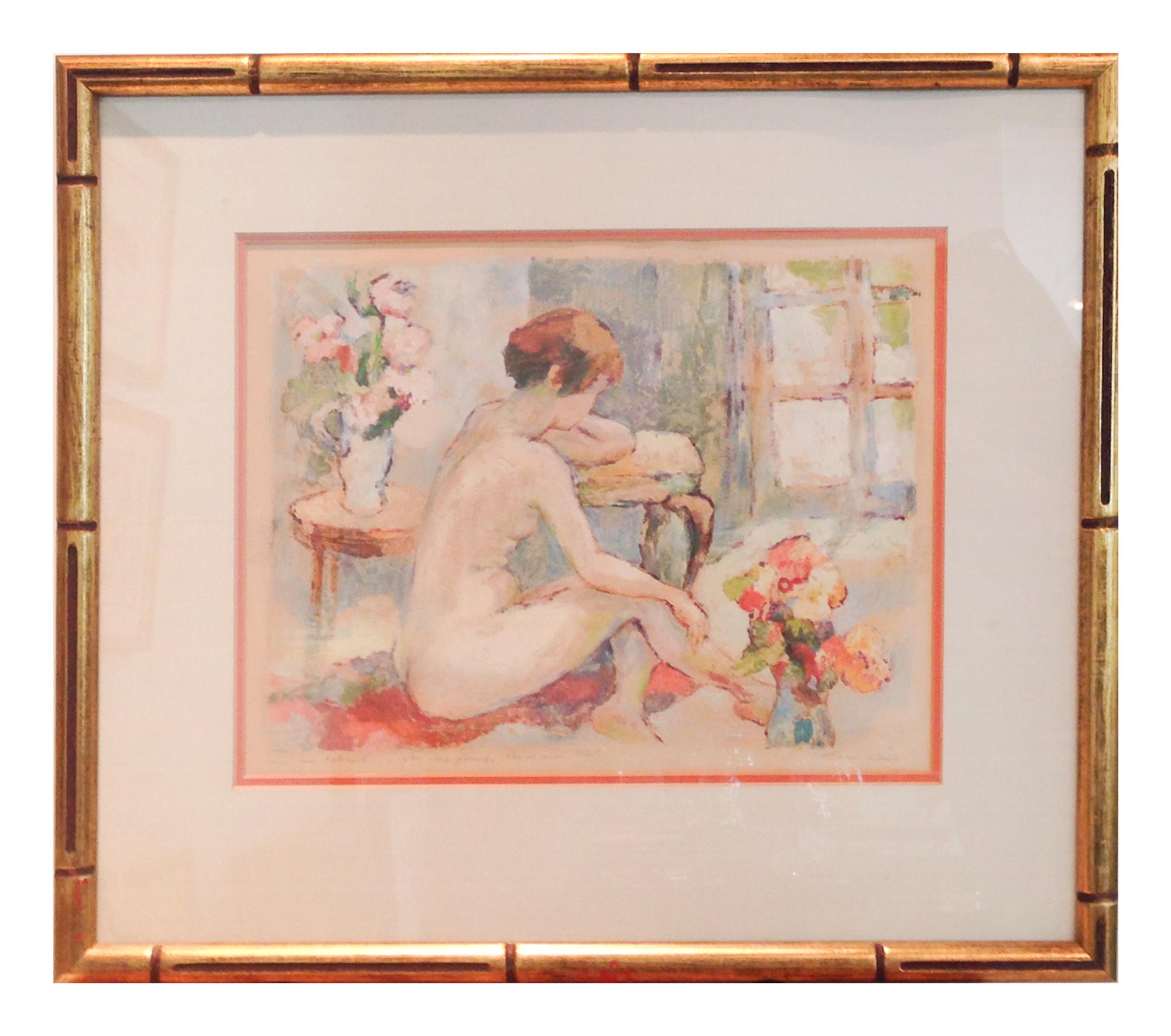 Edna Gass, (American, 20th Century), Nu au tabouret