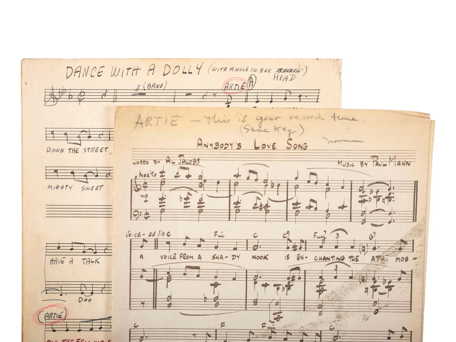 [WORLD WAR II] -- [MILLER, Glenn (1904-1944)]. World War II-era archive of manuscript scores and ephemera related to the Glenn Miller Army Air Force Band and associated musicians and orchestras.