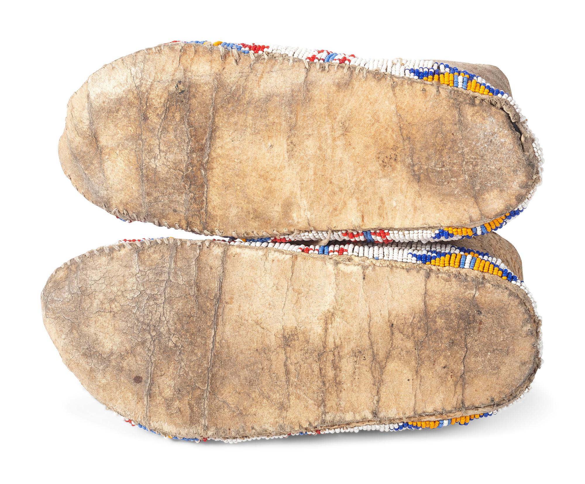 Northern Plains Beaded Hide Moccasins