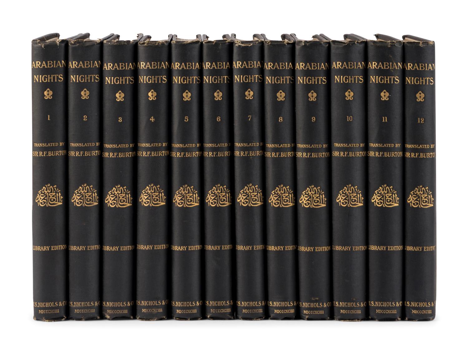 BURTON, Richard Francis, Sir (1821-1890), translator. The Book of the Thousand Nights and a Night… Reprinted from the Original Edition . Leonard C. Smithers, editor. London: H.S. Nichols & Co., 1894.