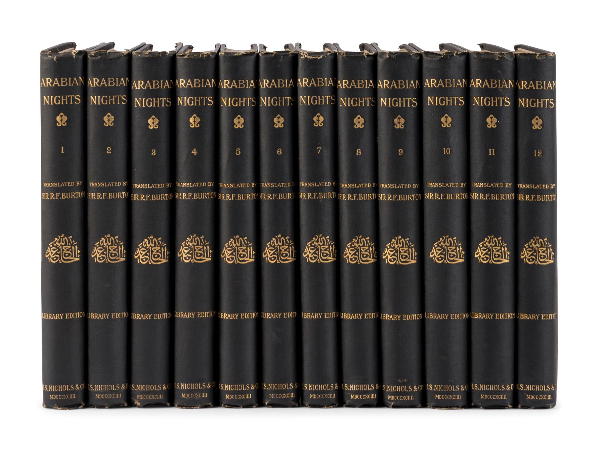 BURTON, Richard Francis, Sir (1821-1890), translator. The Book of the Thousand Nights and a Night… Reprinted from the Original Edition . Leonard C. Smithers, editor. London: H.S. Nichols & Co., 1894.