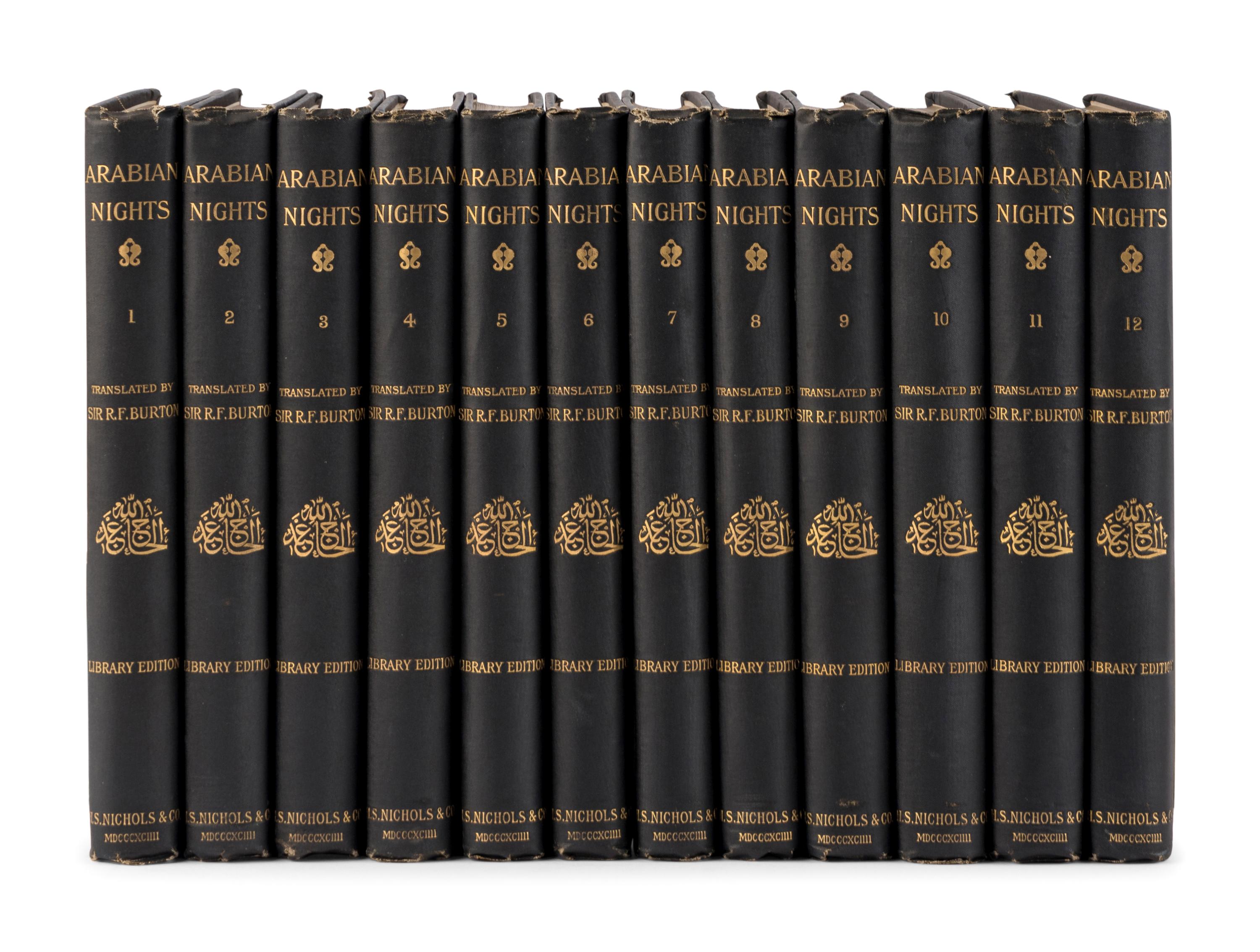 BURTON, Richard Francis, Sir (1821-1890), translator. The Book of the Thousand Nights and a Night… Reprinted from the Original Edition . Leonard C. Smithers, editor. London: H.S. Nichols & Co., 1894.