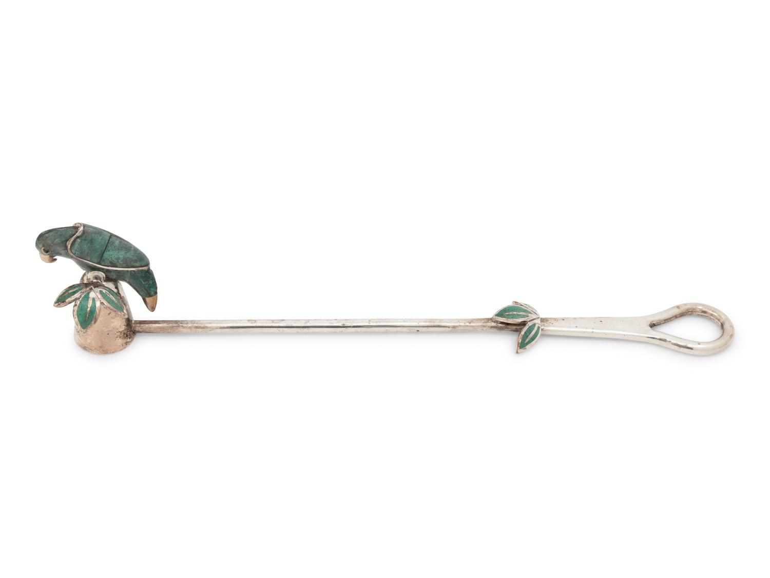 An Emilia Castillo Silver-Plate and Hardstone Figural Candle Snuffer