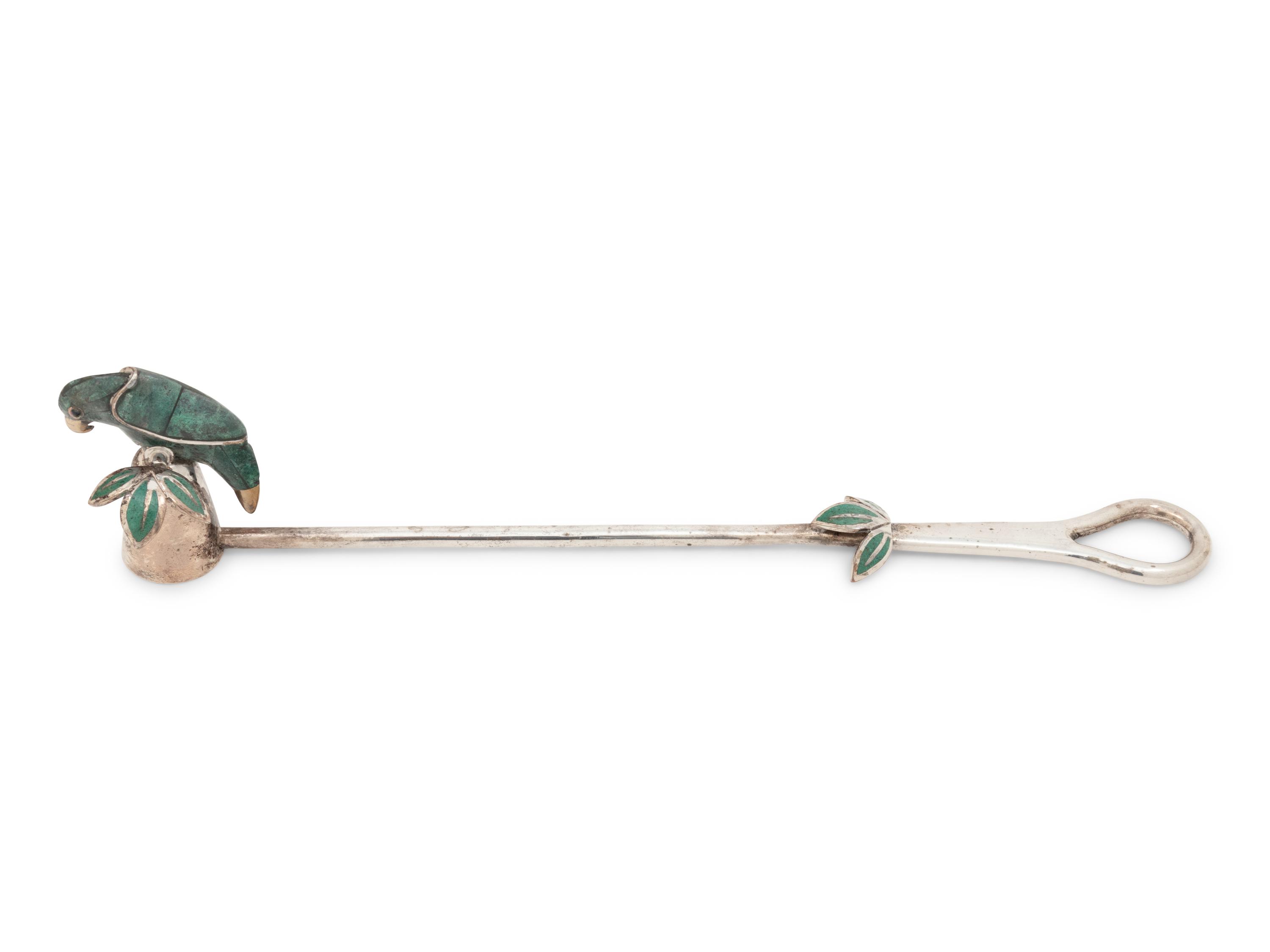 An Emilia Castillo Silver-Plate and Hardstone Figural Candle Snuffer