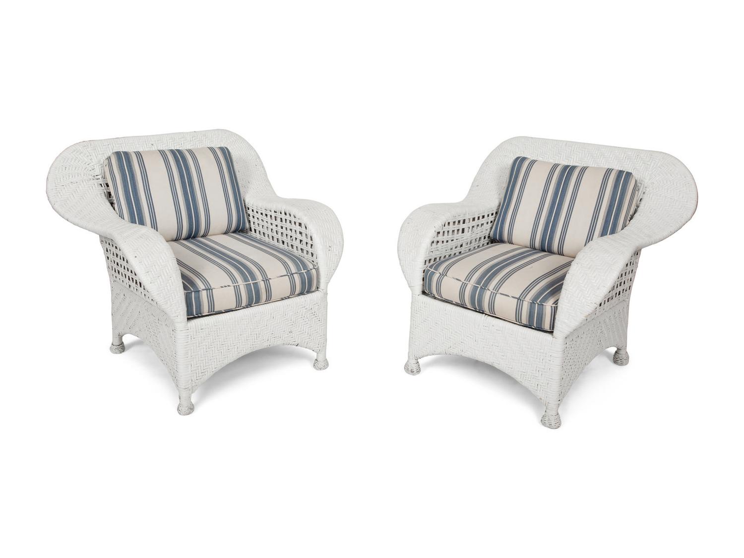 A Suite of White-Painted Wicker Furniture