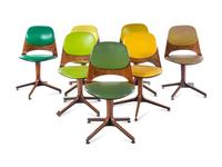 Dining Table and Set of Seven Dining Chairs, Plycraft, USA