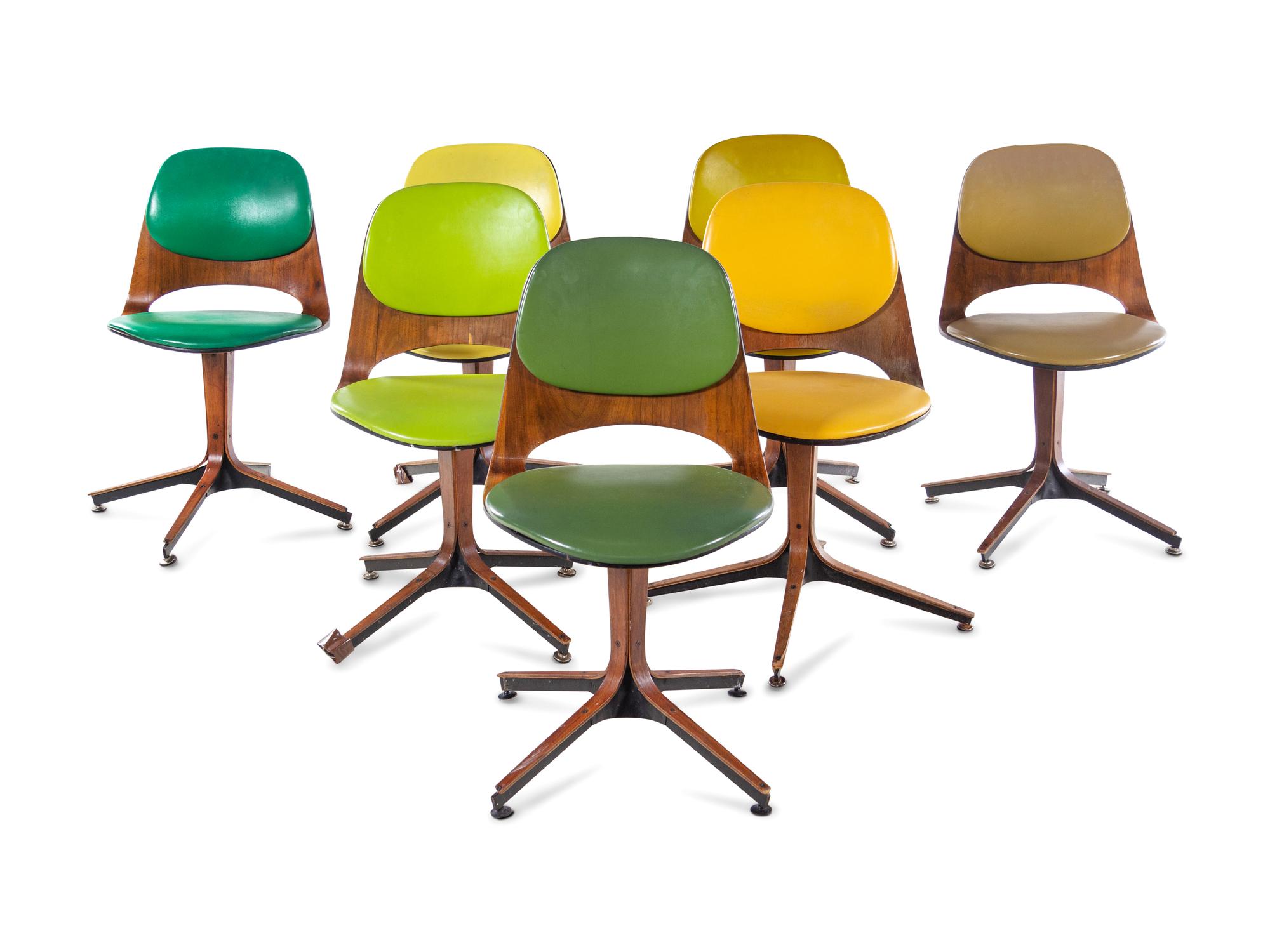 Dining Table and Set of Seven Dining Chairs, Plycraft, USA